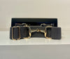 Pesazia - Logo Stretch Bit Belts - Grey Textured w/ Gold Snaffle Bit