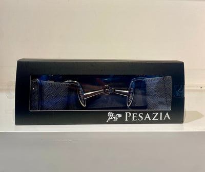 Pesazia - Logo Stretch Bit Belts - Grey Textured w/ Black Snaffle Bit