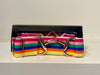 Pesazia - Logo Stretch Bit Belts - Rainbow Stripes w/ Rose Gold Snaffle Bit