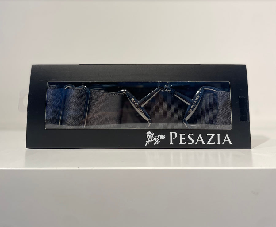 Pesazia - Logo Stretch Bit Belts - Grey w/ Black Snaffle Bit