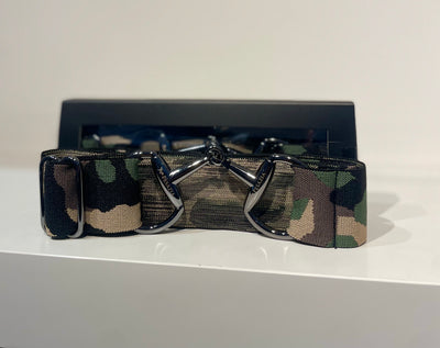 Pesazia - Logo Stretch Bit Belts - Green Camo w/ Black Snaffle Bit