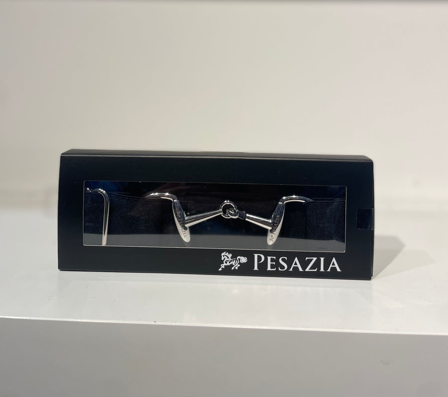 Pesazia - Logo Stretch Bit Belts - Black w/ Silver Snaffle Bit