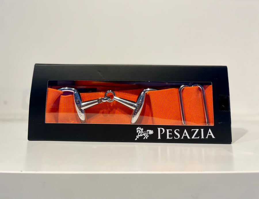 Pesazia - Logo Stretch Bit Belts - Orange w/ Silver Snaffle Bit