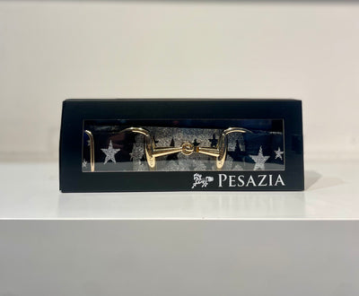 Pesazia - Logo Stretch Bit Belts - Black & Silver Stars w/ Silver Snaffle Bit