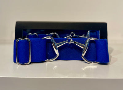 Pesazia - Logo Stretch Bit Belts - Navy w/ Silver Snaffle Bit