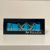 Pesazia - Logo Stretch Bit Belts - Turquoise w/ Gold Snaffle Bit