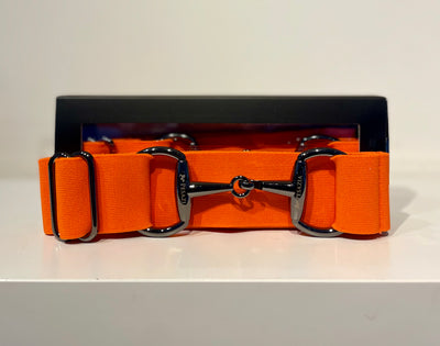 Pesazia - Logo Stretch Bit Belts - Orange w/ Black Snaffle Bit