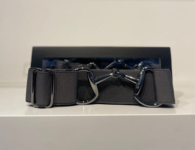 Pesazia - Logo Stretch Bit Belts - Grey w/ Black Snaffle Bit