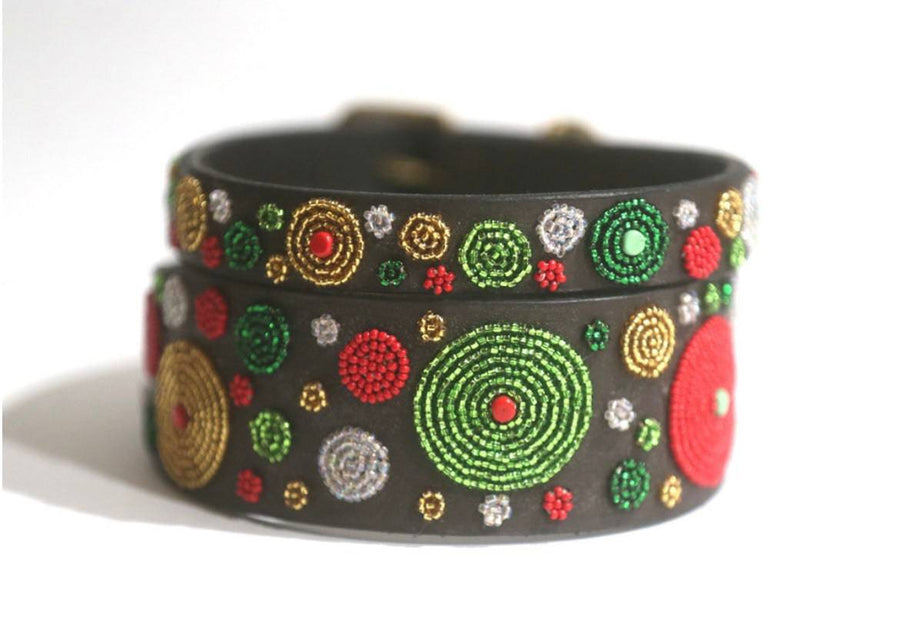 TKC Exclusive Holiday Dots Beaded Dog Collar - Exceptional Equestrian 