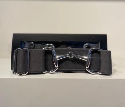 Pesazia - Logo Stretch Bit Belts - Grey w/ Silver Snaffle Bit