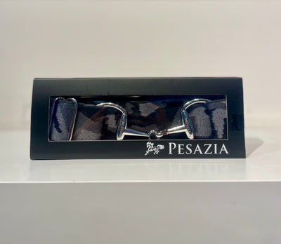 Pesazia - Logo Stretch Bit Belts - Black Camo w/ Silver Snaffle Bit