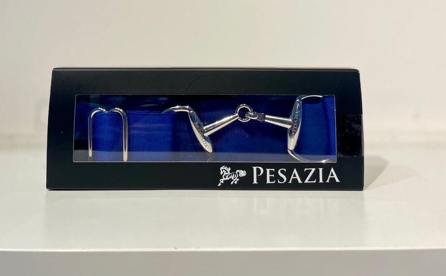 Pesazia - Logo Stretch Bit Belts - Navy w/ Silver Snaffle Bit