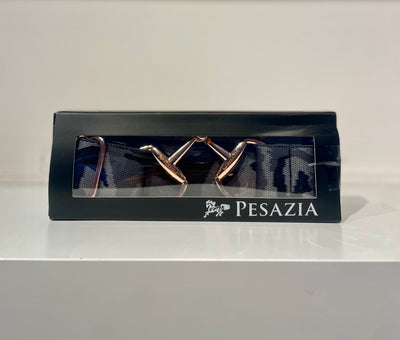 Pesazia - Logo Stretch Bit Belts - Black Camo w/ Rose Gold Snaffle Bit