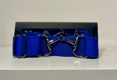 Pesazia - Logo Stretch Bit Belts - Navy w/ Black Snaffle Bit