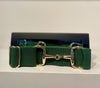 Pesazia - Logo Stretch Bit Belts - Hunter Green w/ Gold Snaffle Bit