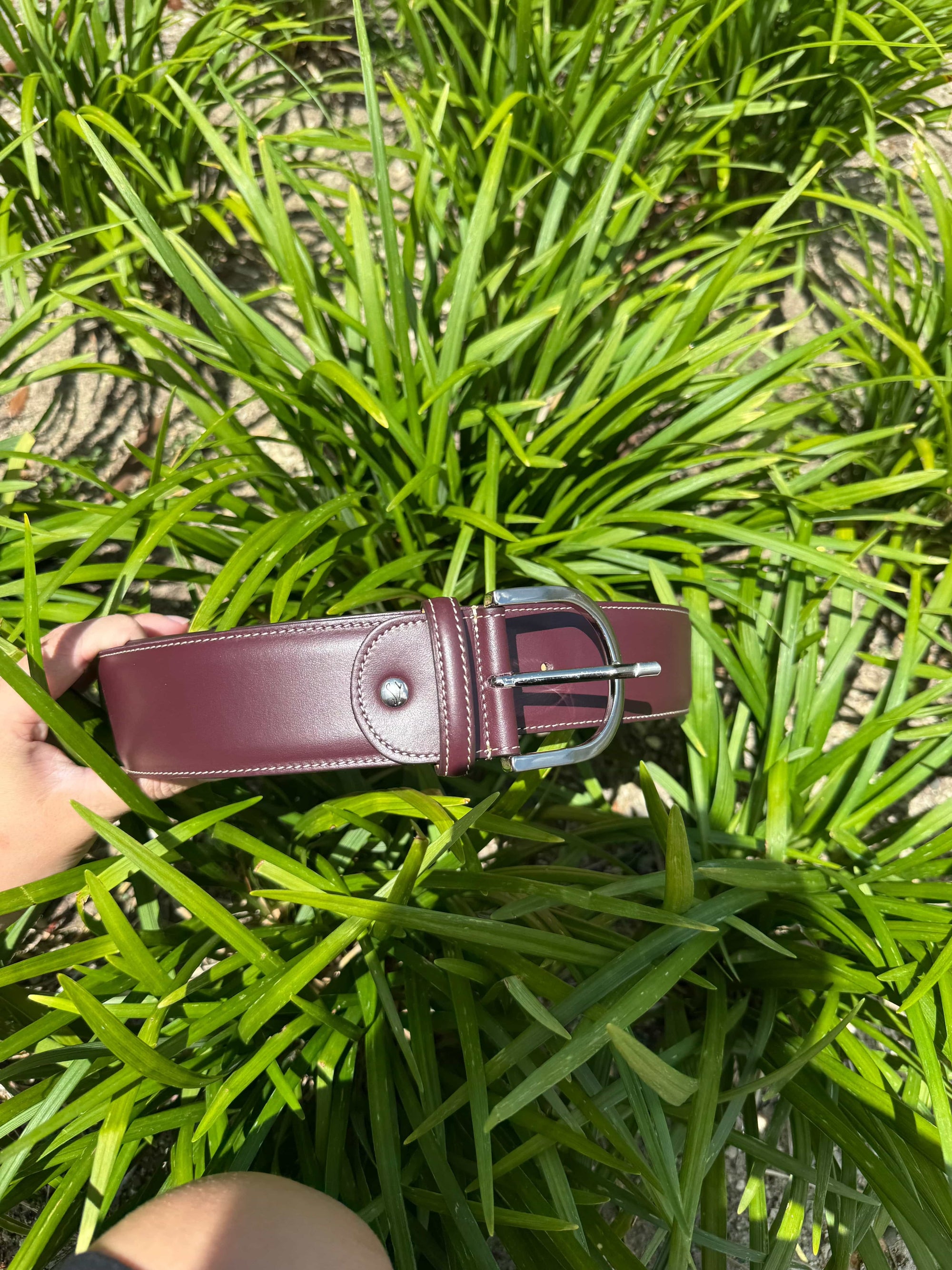 Tailored Sportsman Belts -  In Contrast - Cordovan/Silver TS25