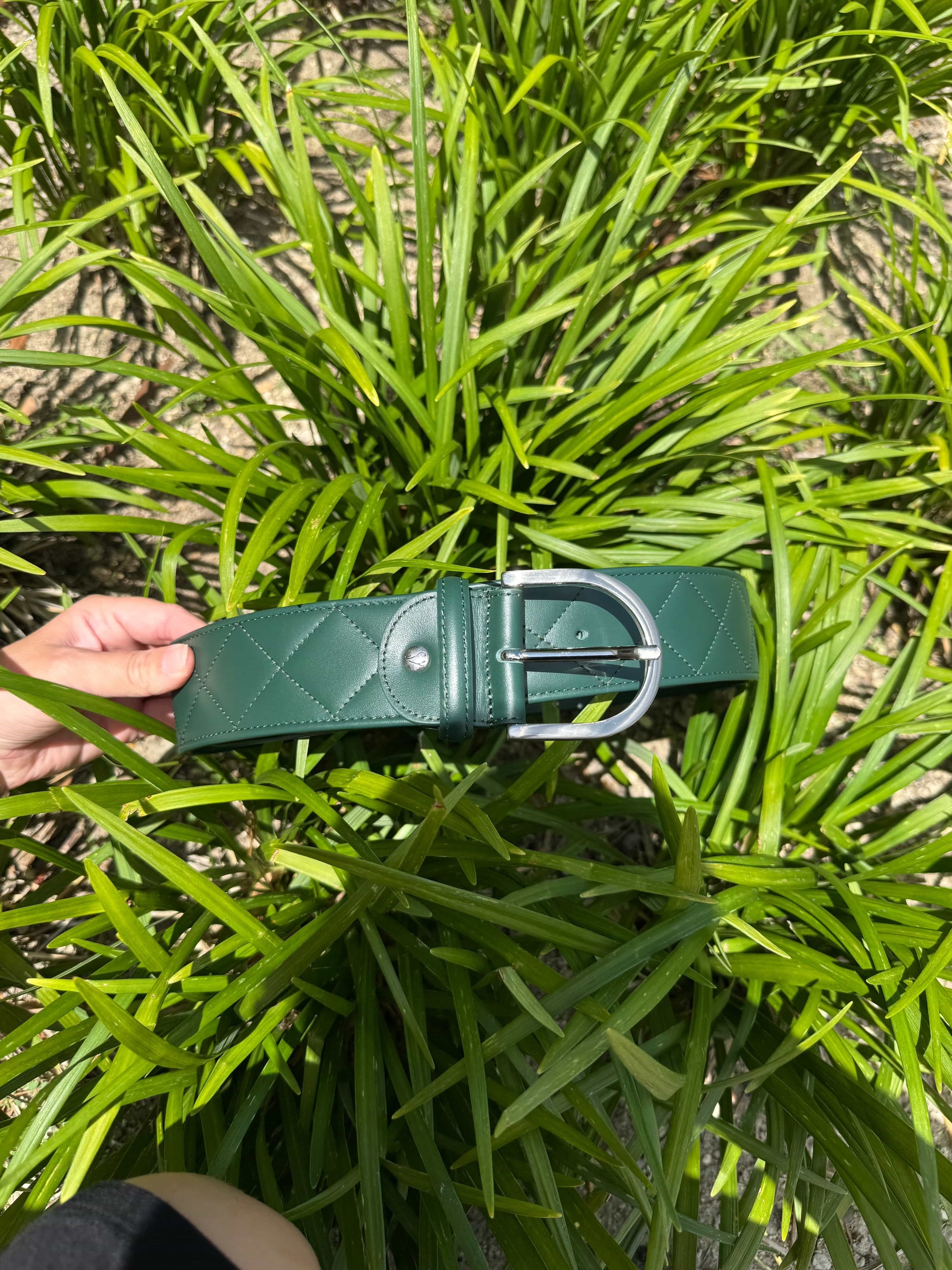 Tailored Sportsman Quilted C Belts -  Hunter Green/Silver TS25