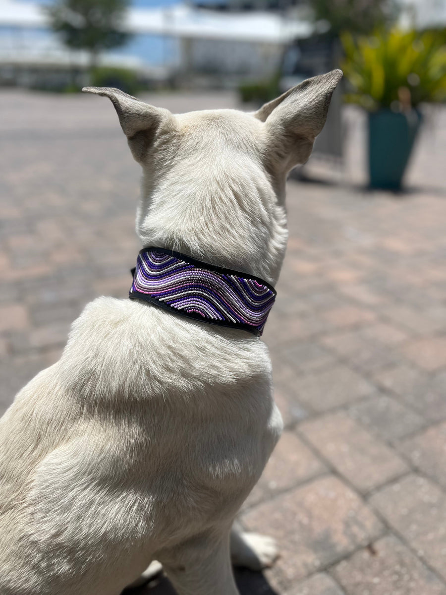 "The Purple Wave" Beaded Dog Collar