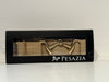 Pesazia - Logo Stretch Bit Belts - Beige Textured w/ Gold Snaffle Bit