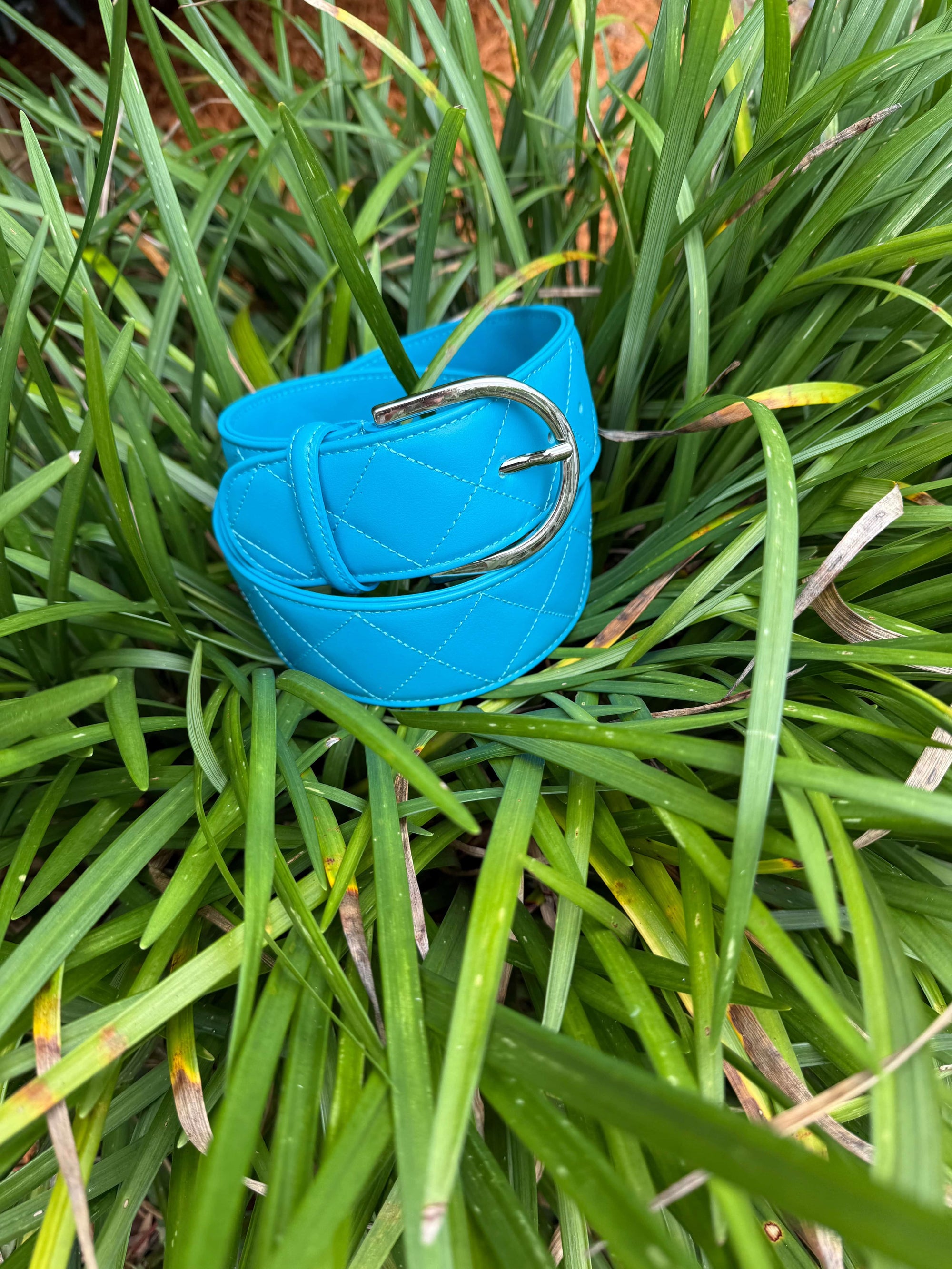 Tailored Sportsman Quilted C Belts -  Turquoise/Silver TS25