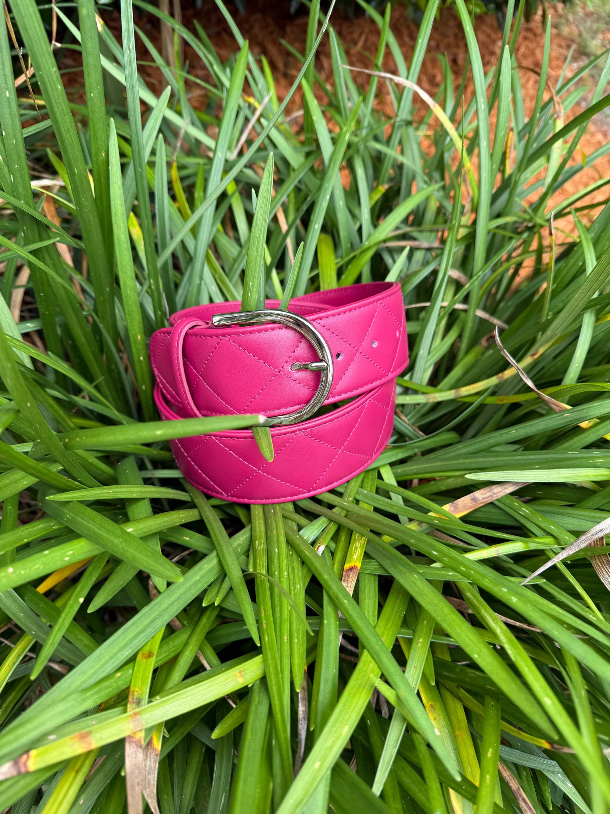 Tailored Sportsman Quilted C Belts -  Claret/Silver TS25