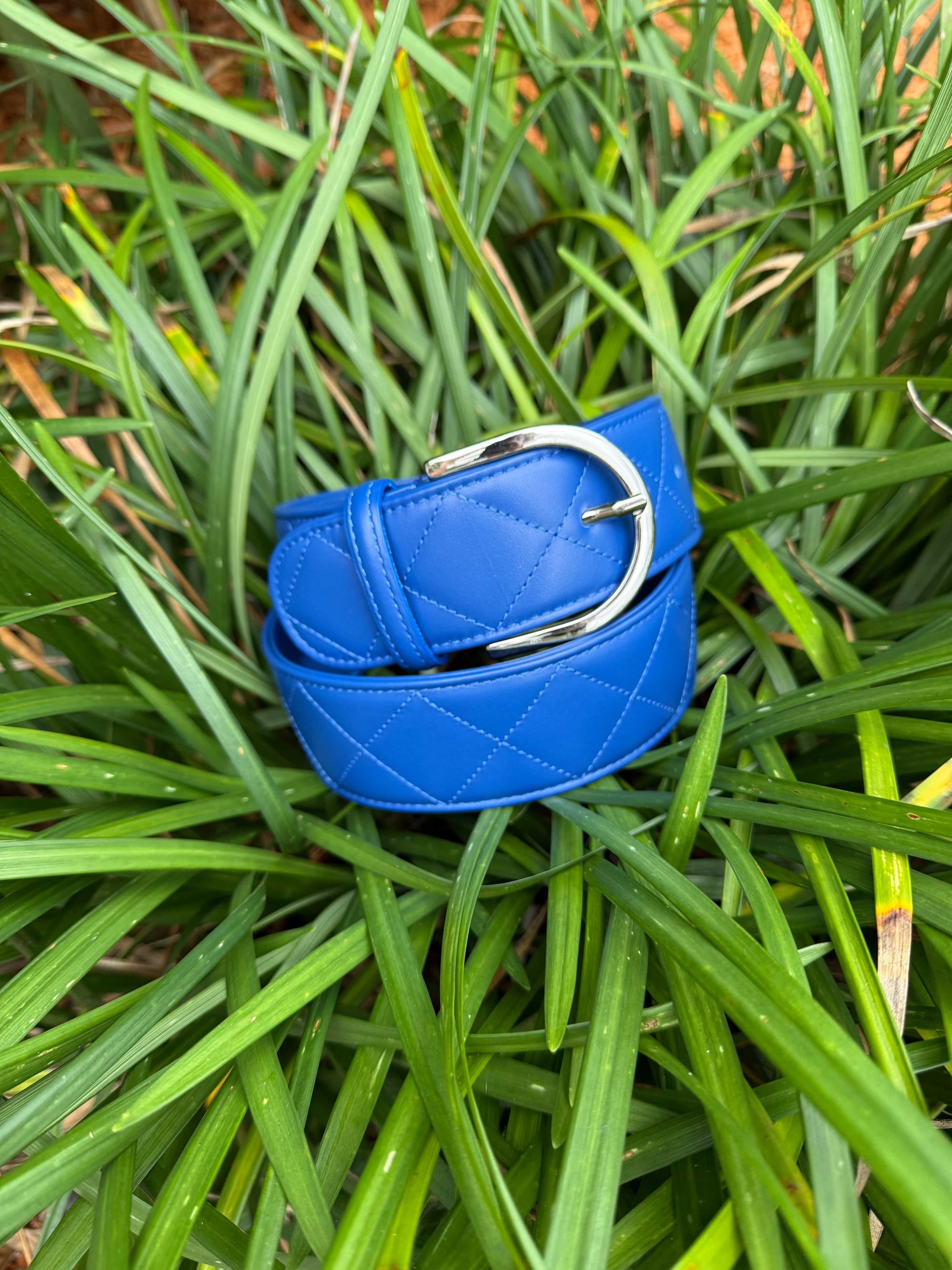 Tailored Sportsman Quilted C Belts -  Blueberry/Silver TS25