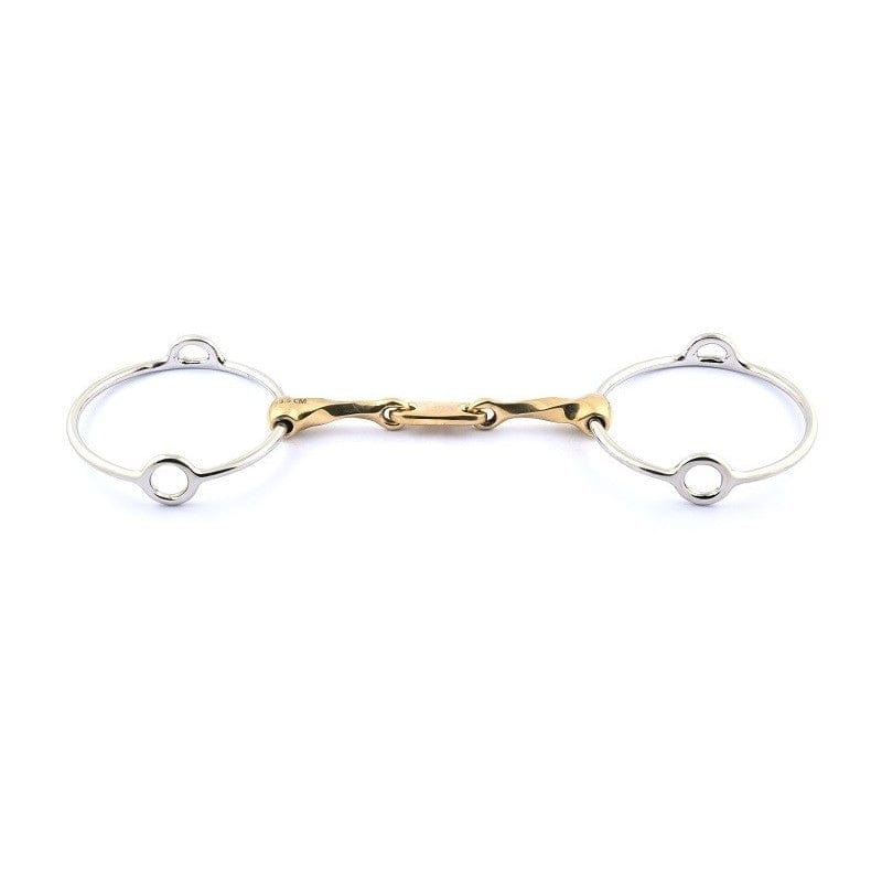 Jump'In Large Ring Twisted Gag bit with a flat (90mm rings)