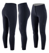 Blue Navy Women's high-waist breeches with knee grip. The waist, with a two-button closure, has an internal elastic system to adjust the size. Practical and spacious external pockets. Rhinestone Albratross logo on the left side of the leg.