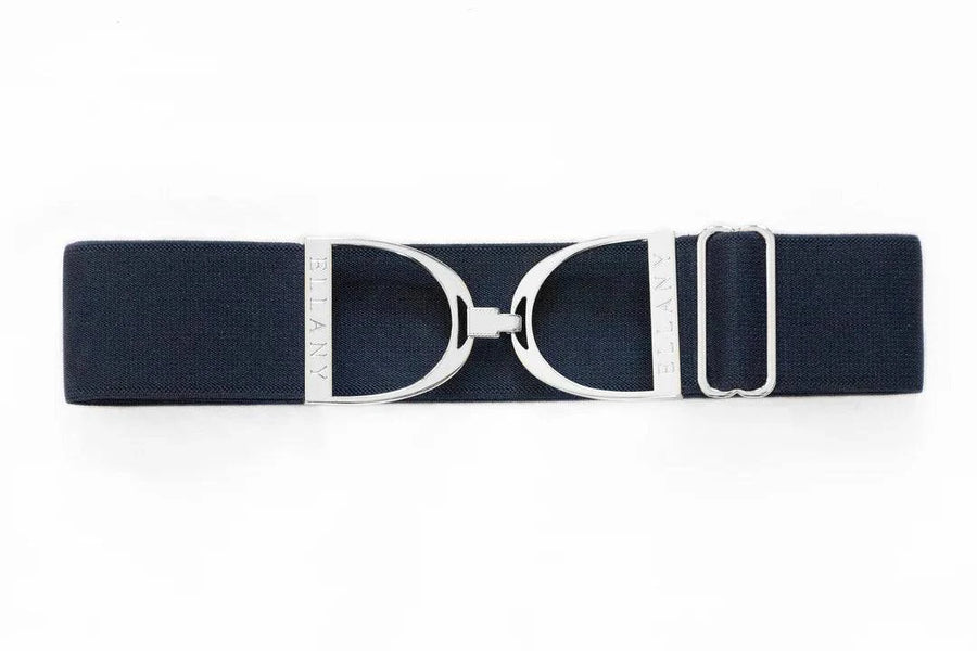 ELLANY - NAVY - 2" SILVER STIRRUP ELASTIC BELT - Exceptional Equestrian 