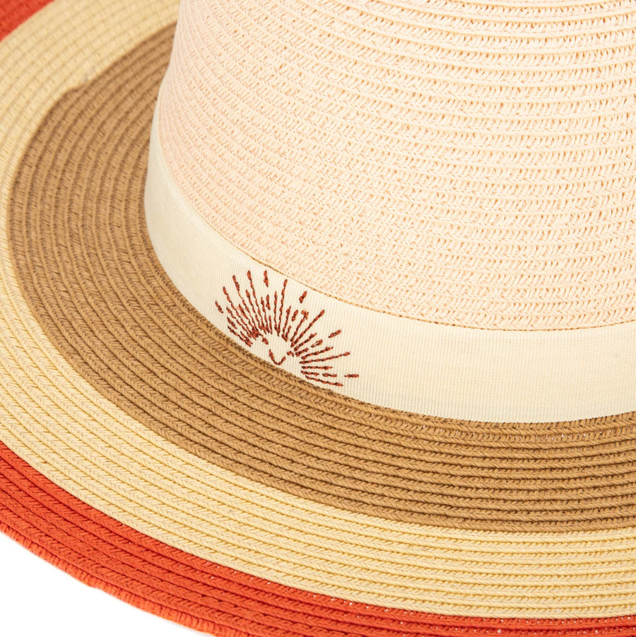 San Diego Hat Co. - Kids Paperbraid Sun Hat with Retro Striped Brim