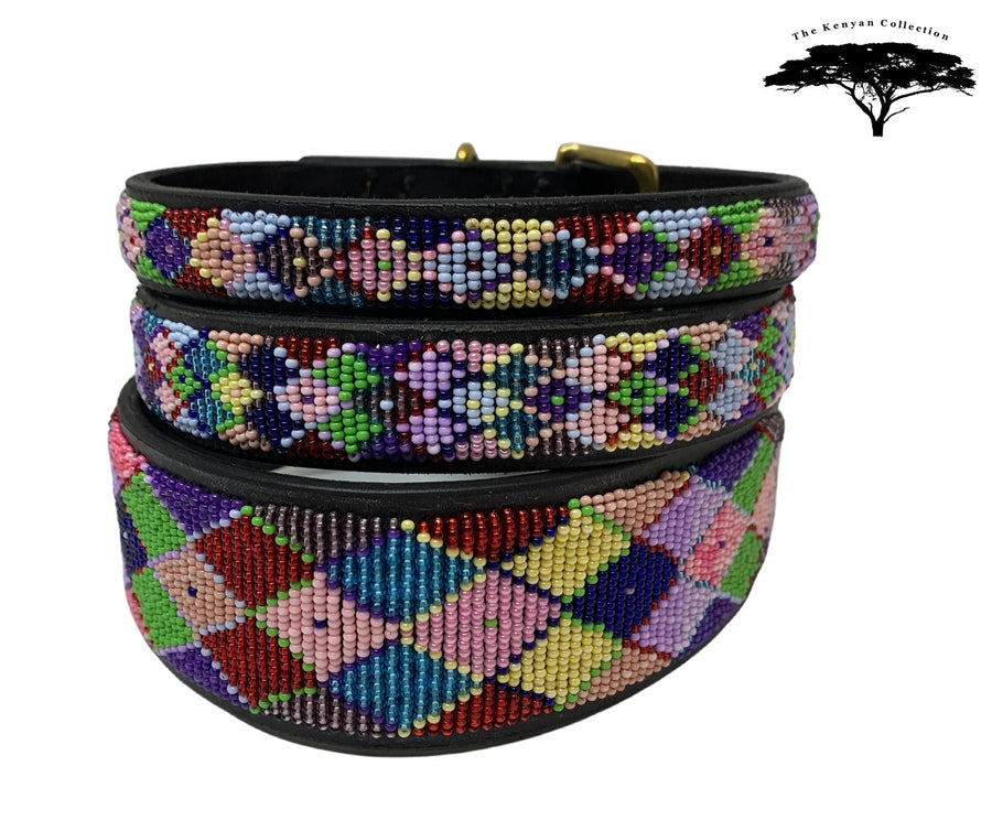 "Posey Argyle " Beaded Dog Lead