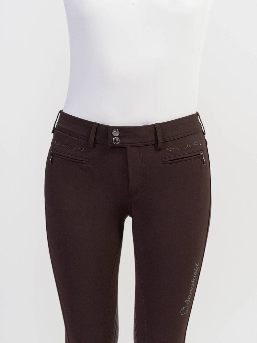 Chocolate Colored w/ Crystal Leaf Knee Patch Breeches