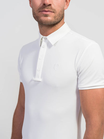 White Short Sleeve Polo Custom Samahield perforation highlights the reverse whilst a tone on tone Samshield blazon sits on the chest.