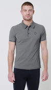 Stone Grey Short Sleeve Polo Shirt with a smart Samshield logo embroidered on the chest and a print logo on the cuffs