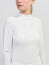 White Long Sleeve Show Shirt w/ all white bib decorated with Swarovski® crystals. 1/4 zip
