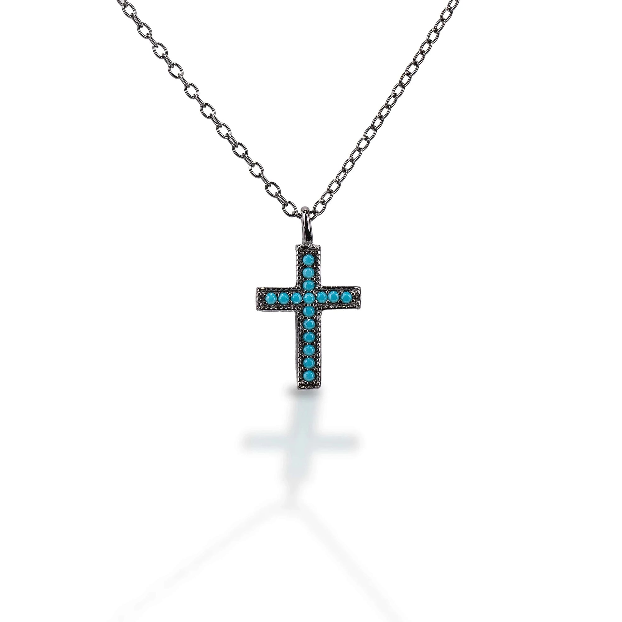 KELLY HERD TURQUOISE STONE CROSS NECKLACE - Exceptional Equestrian
