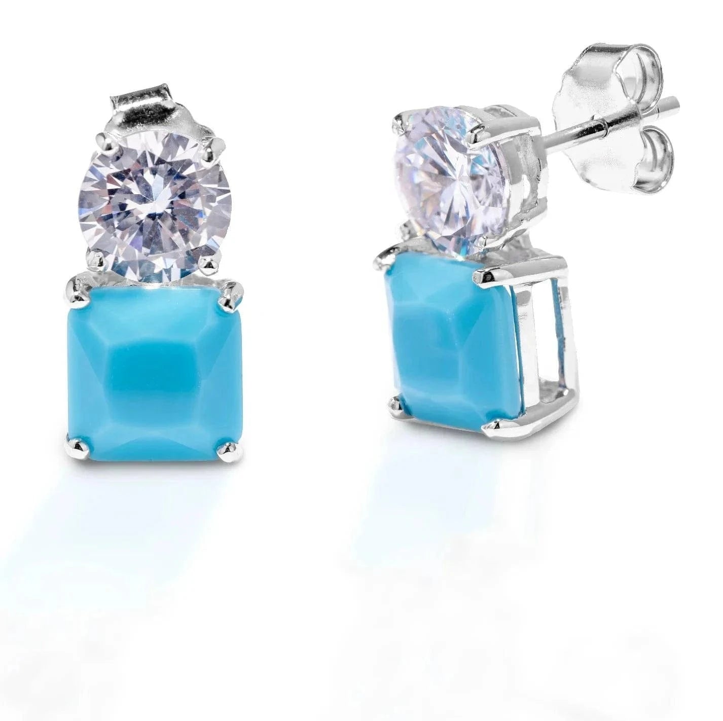KELLY HERD CLEAR AND TURQUOISE EARRINGS - Exceptional Equestrian
