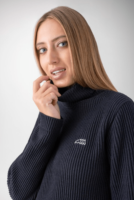 Equiline - Nicole - Women's Warm Tech-Cotton Blend Sweater - Blue - FW24 ALL SALES FINAL