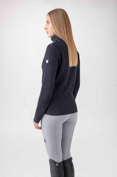 Equiline - Nicole - Women's Warm Tech-Cotton Blend Sweater - Blue - FW24