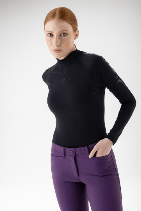 Equiline - Crasem Women's Seamless Functional LS Polo - Black - FW24 (XL/XXL Only) ALL SALES FINAL