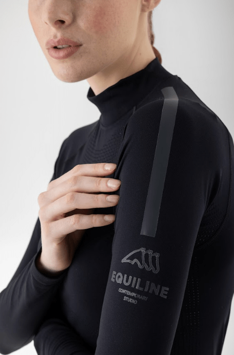 Equiline - Crasem Women's Seamless Functional LS Polo - Black - FW24 (XL/XXL Only) ALL SALES FINAL