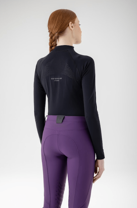 Equiline - Crasem Women's Seamless Functional LS Polo - Black - FW24 (XL/XXL Only) ALL SALES FINAL