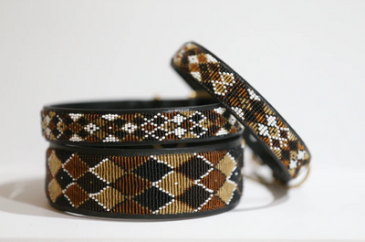 "Earth Argyle" Beaded Dog Lead