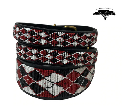 "Maasai Shield Argyle " Beaded Dog Lead