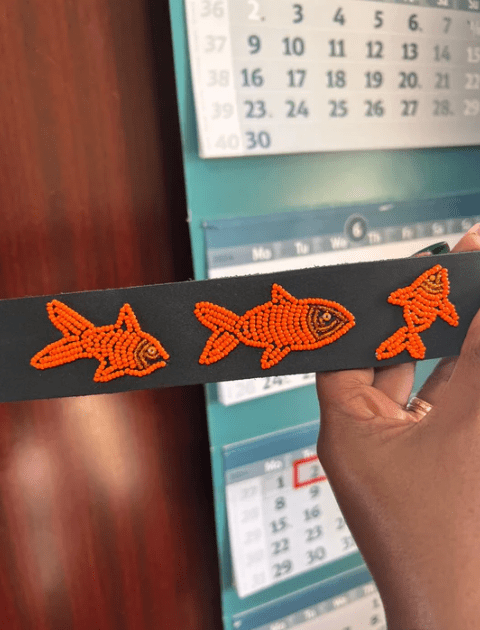 Gold Fish Belt Wide Width - Silver Buckle