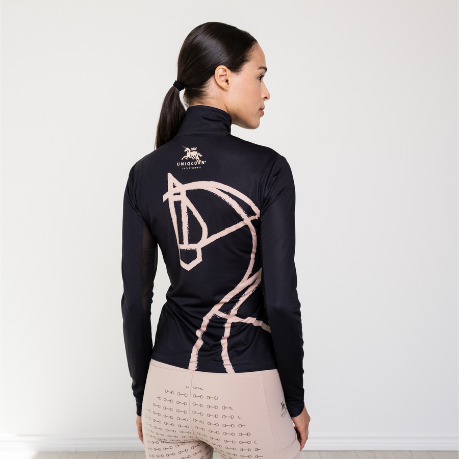 Haute Voyage Collection Long Sleeve Shirt "Painted Horse" Black