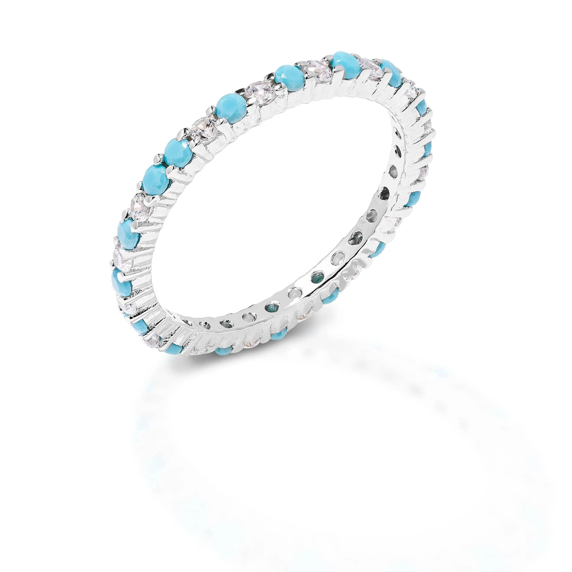 KELLY HERD CLEAR AND TURQUOISE ETERNITY RING - Exceptional Equestrian
