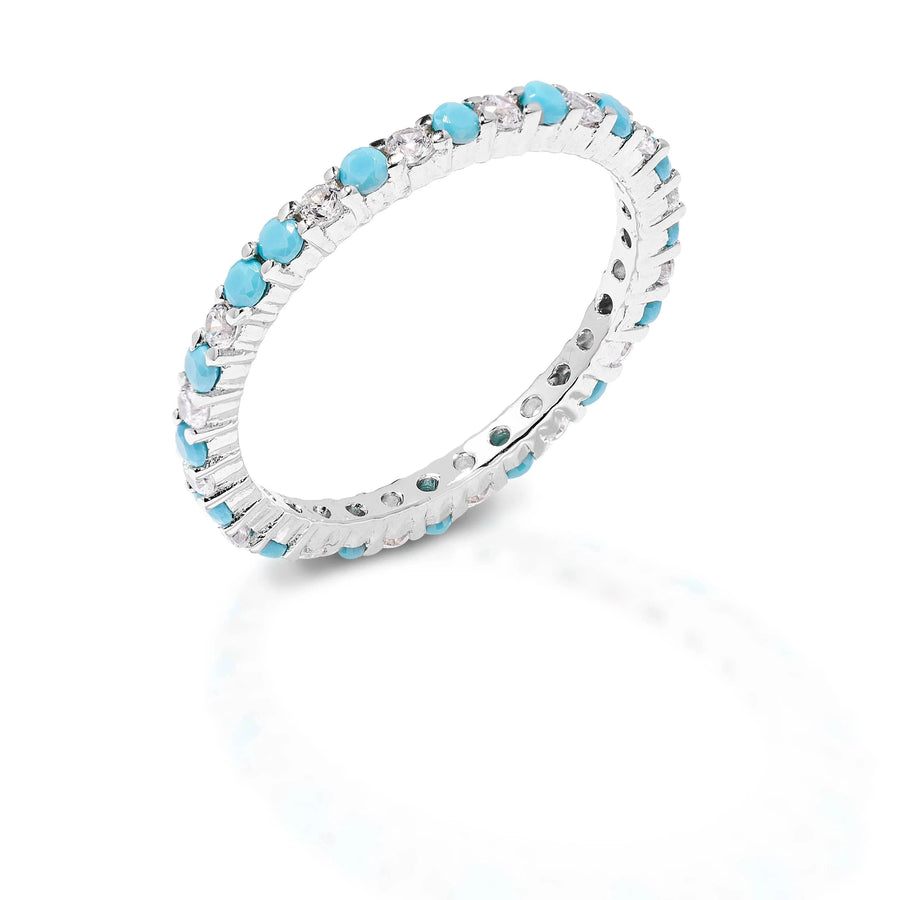 KELLY HERD CLEAR AND TURQUOISE ETERNITY RING - Exceptional Equestrian 