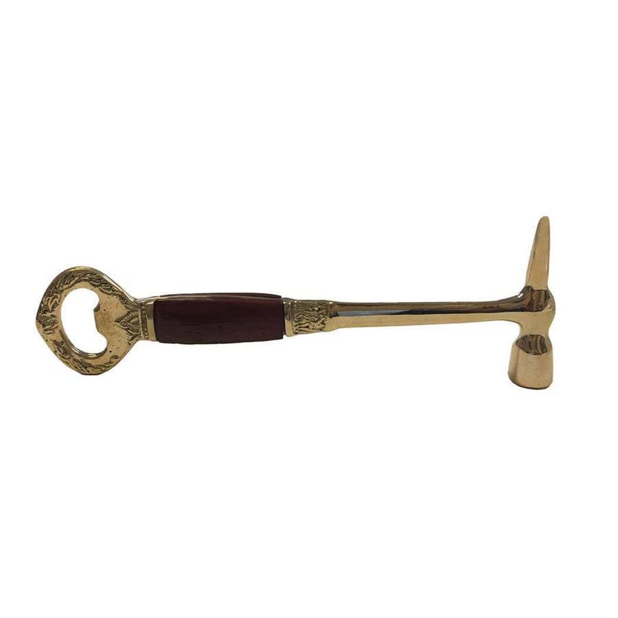 Madison Bay Co. - Historical Home Decor Reproductions - Brass Ice Hammer & Bottle Opener with Wood Handle | Barware
