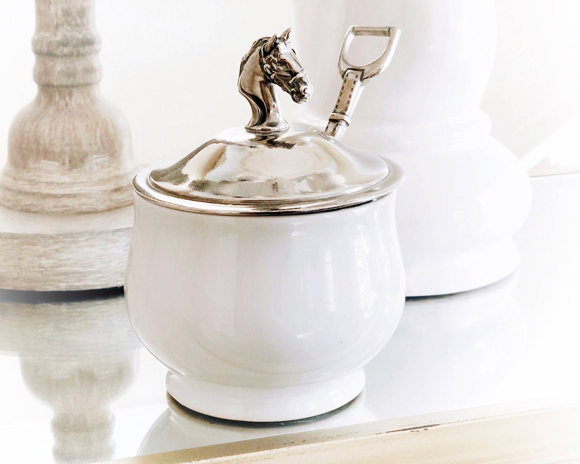 Vagabond House - Equestrian Sugar Bowl and Spoon - Exceptional Equestrian